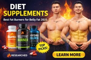 Before and after male body transformation showing belly fat reduction using diet supplements in 2025